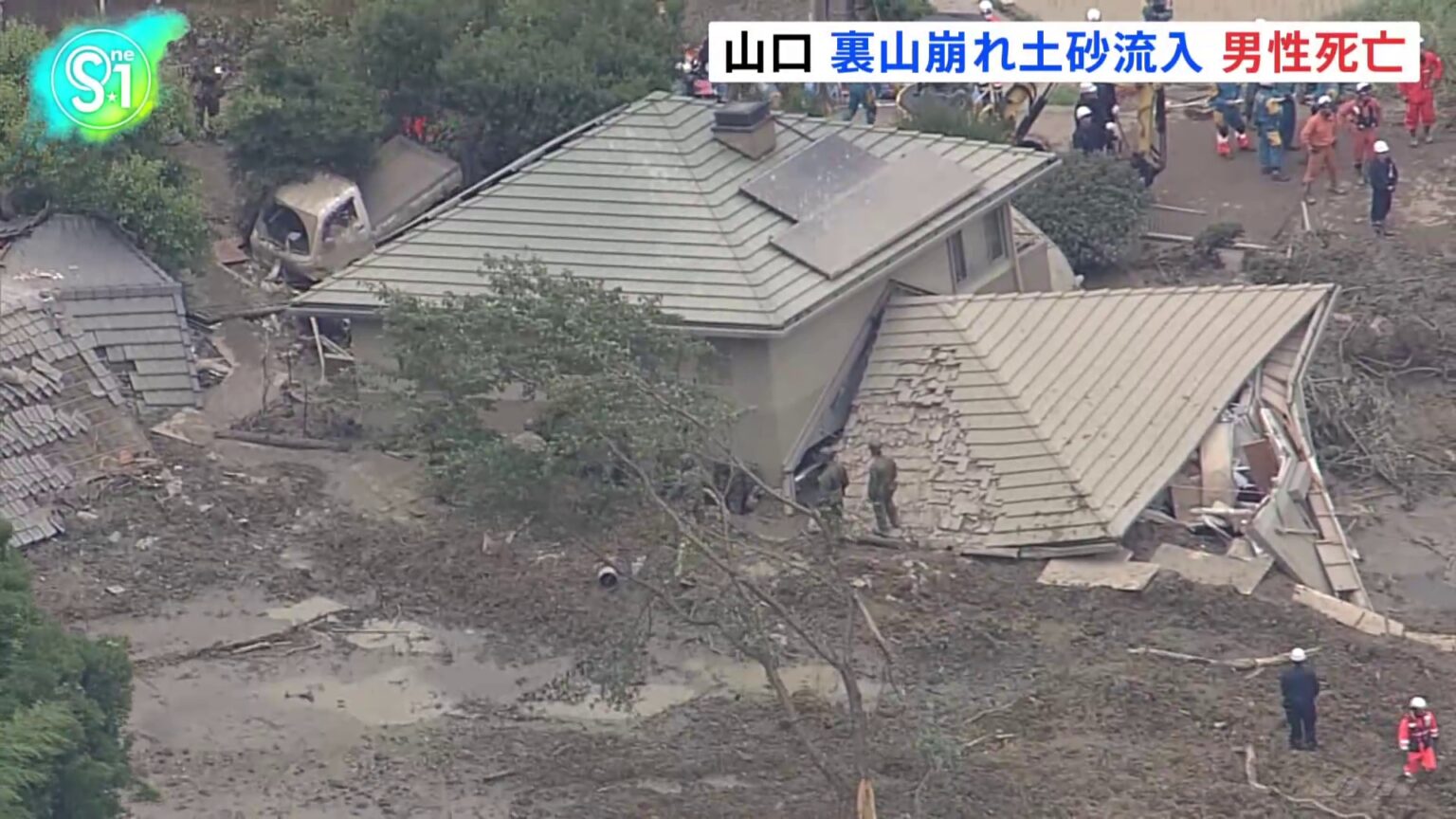 山口・平生町の土砂崩れ　住宅から助け出された男性（74）死亡　裏山が崩れ土砂が流入（TBS NEWS DIG Powered by JNN）