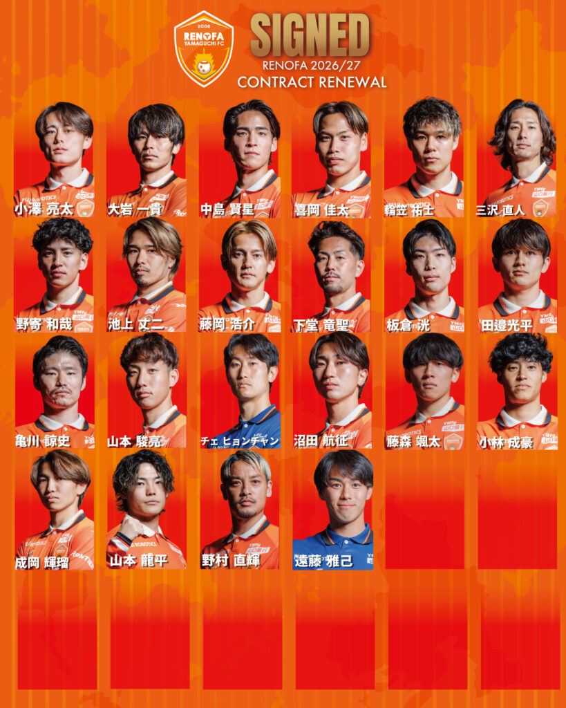 契約更新選手のお知らせ(6/19現在) | レノファ山口FC 契約更新選手のお知らせ(6/19現在) | レノファ山口FC