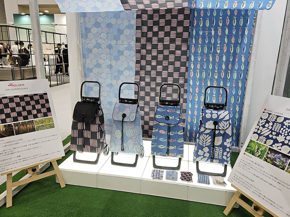 LifTe北欧の暮らし 東京ビッグサイトで6月10日から12日の期間開催されたインテリアライフスタイル展で出店していた、フィンランドを拠点にして活動している島塚絵里のテキスタイルデザインを施したスペインのキャリーボックスブランドROLSER（ロルサー）