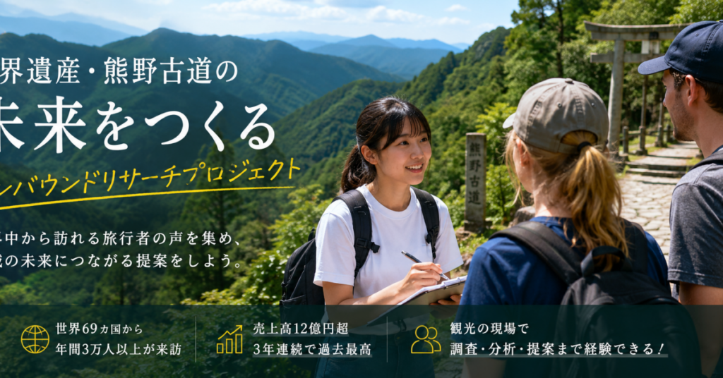 世界遺産・熊野古道で訪日外国人のリアルを調査。インバウンド観光の未来をつくるリサーチインターン - PROJECT INDEX