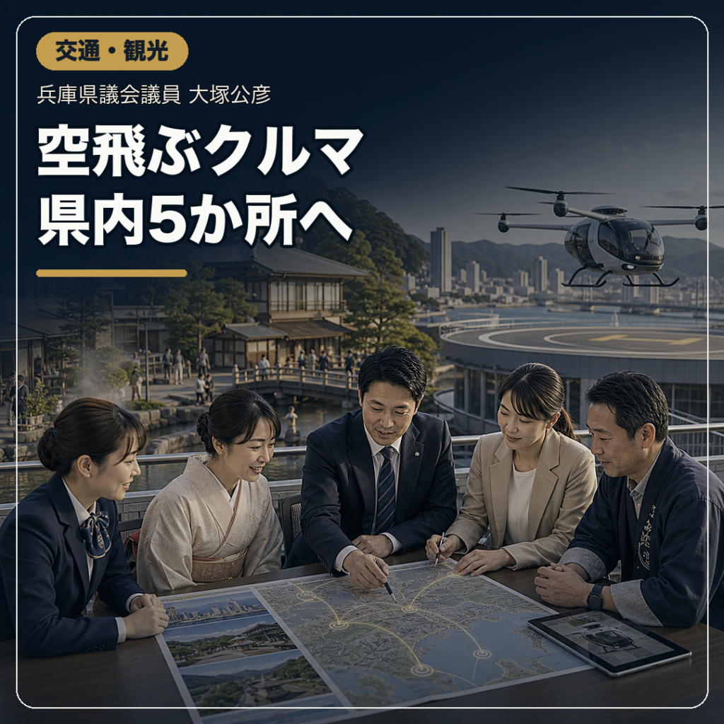 兵庫県が空飛ぶクルマ離着陸場5カ所を発表【神戸市北区】兵庫県議会議員 大塚公彦 - おおつか公彦（オオツカキミヒコ） ｜ 選挙ドットコム
