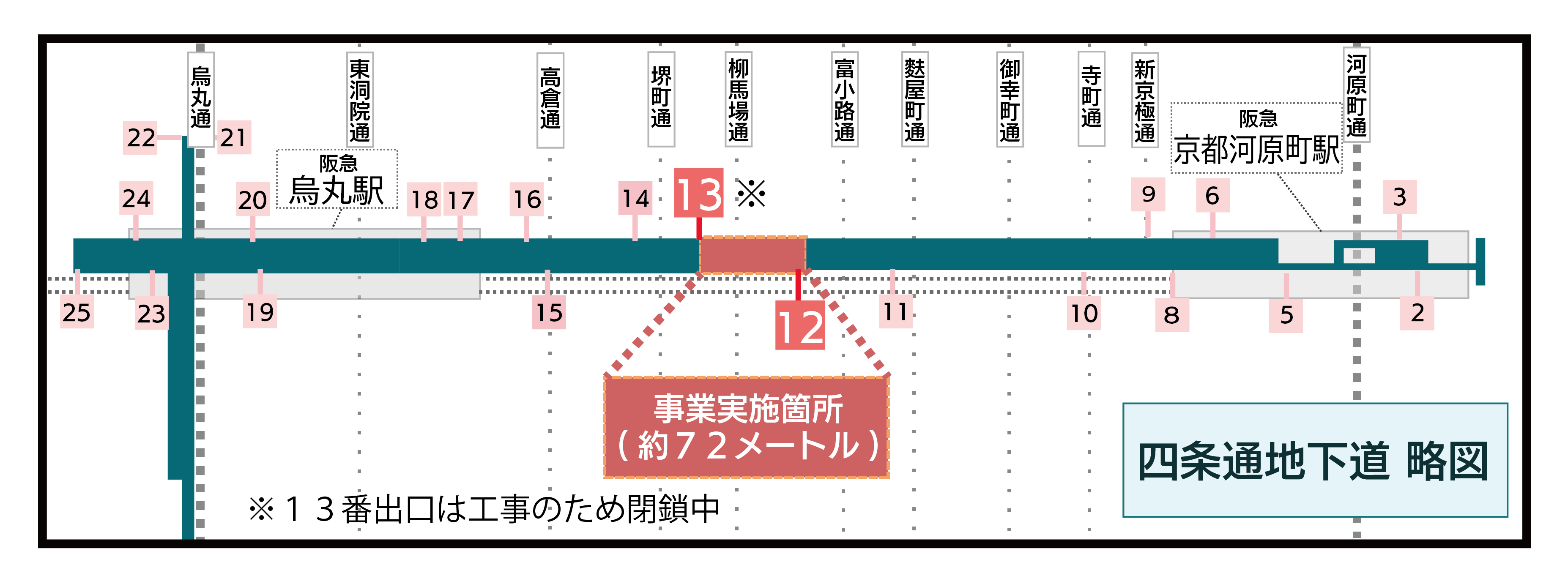 四条通地下道 略図