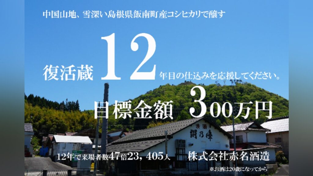 12年前の47倍の笑顔が集まる復活蔵 島根県飯南町『赤名酒造』を次世代へ繋ぐ – CAMPFIRE (キャンプファイヤー) 12年前の47倍の笑顔が集まる復活蔵 島根県飯南町『赤名酒造』を次世代へ繋ぐ - CAMPFIRE (キャンプファイヤー)