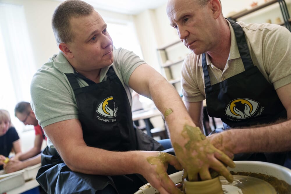 Pottery wheel becomes a lifeline for blind veterans in Ukraine | Center Spread Pottery wheel becomes a lifeline for blind veterans in Ukraine