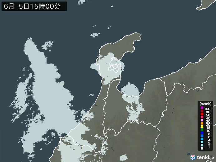 石川県の雨雲レーダー(2026年06月05日)