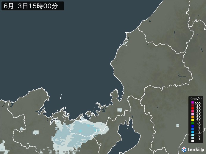 福井県の雨雲レーダー(2026年06月03日)