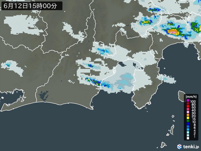 静岡県の過去の雨雲レーダー(2026年06月12日) – 日本気象協会 tenki.jp 静岡県の雨雲レーダー(2026年06月12日)