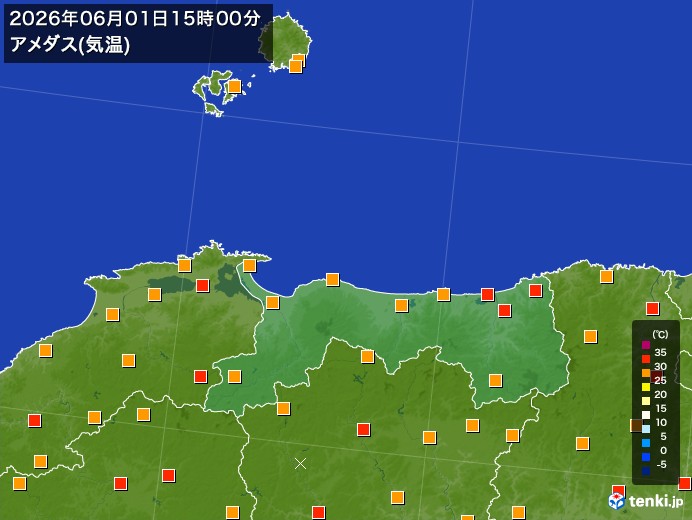 鳥取県の過去のアメダス実況(2026年06月01日)(気温) - 日本気象協会 tenki.jp