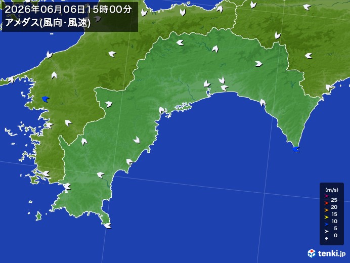 高知県の過去のアメダス実況(2026年06月06日)(風向・風速) – 日本気象協会 tenki.jp 高知県の過去のアメダス実況(2026年06月06日)(風向・風速) - 日本気象協会 tenki.jp
