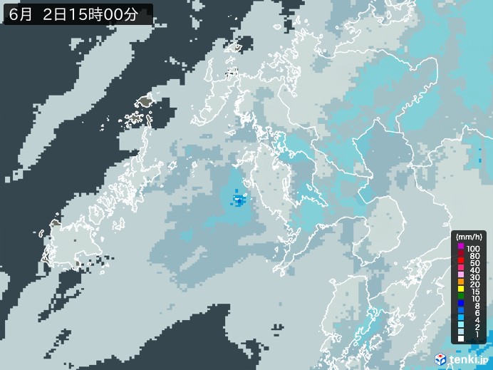 長崎県の雨雲レーダー(2026年06月02日)
