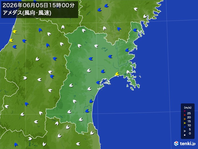 宮城県の過去のアメダス実況(2026年06月05日)(風向・風速) – 日本気象協会 tenki.jp 宮城県の過去のアメダス実況(2026年06月05日)(風向・風速) - 日本気象協会 tenki.jp