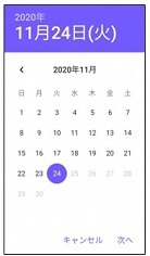 11月24日（火曜日）が選択されている日付の画面の画像