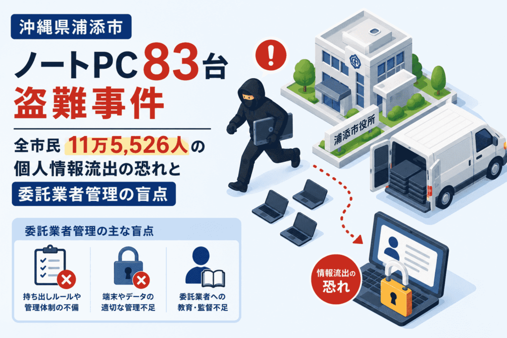 沖縄県浦添市 ノートPC83台が盗難-全市民 11万5,526人の個人情報流出の恐れと委託業者管理の盲点|セキュリティニュースのセキュリティ対策Lab 沖縄県浦添市 ノートPC83台盗難事件-全市民11万5,526人の個人情報流出の恐れと委託業者管理の盲点