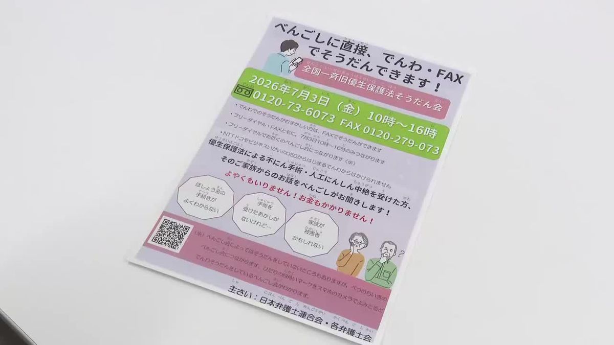 旧優生保護法被害 電話相談会 岩手県盛岡市