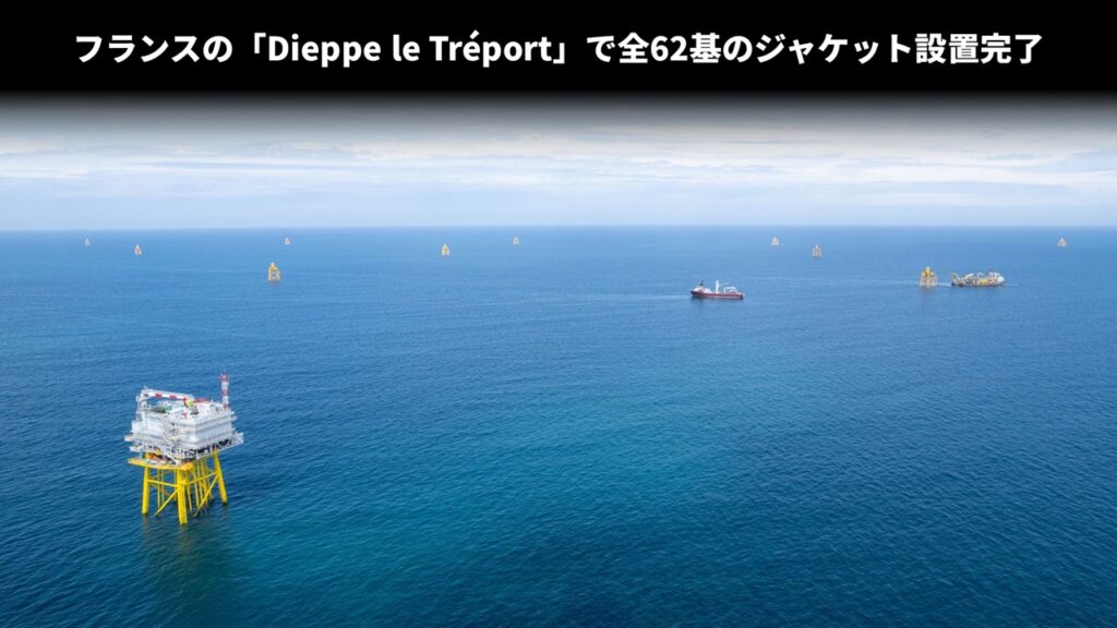 フランスの「Dieppe le Tréport」で全62基のジャケット設置完了 フランスの「Dieppe le Tréport」で全62基のジャケット設置完了