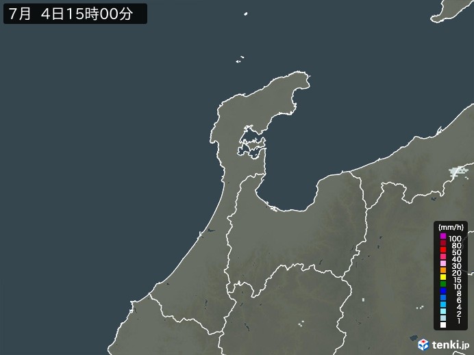 石川県の過去の雨雲レーダー(2026年07月04日) – 日本気象協会 tenki.jp 石川県の雨雲レーダー(2026年07月04日)