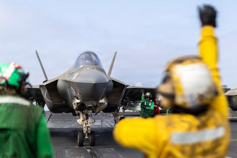 A US F-35 on the aircraft carrier USS Abraham Lincoln.