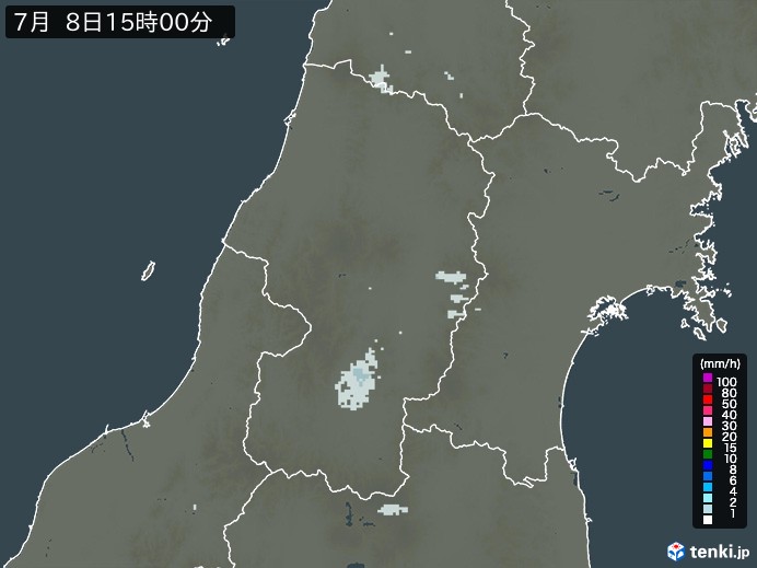 山形県の過去の雨雲レーダー(2026年07月08日) – 日本気象協会 tenki.jp 山形県の雨雲レーダー(2026年07月08日)