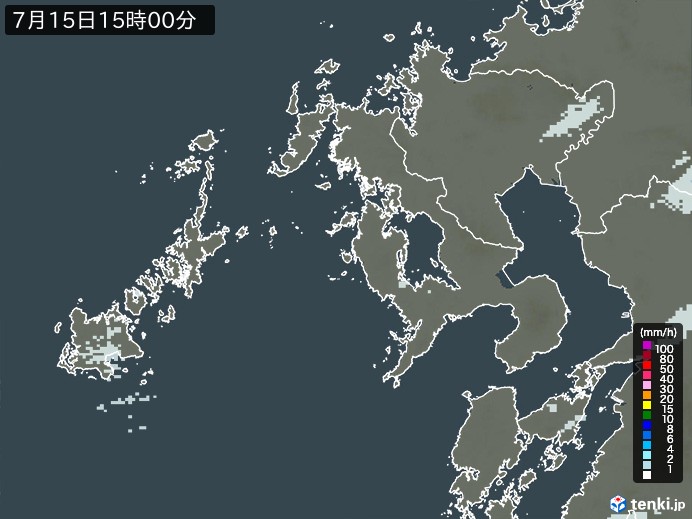 長崎県の過去の雨雲レーダー(2026年07月15日) – 日本気象協会 tenki.jp 長崎県の雨雲レーダー(2026年07月15日)