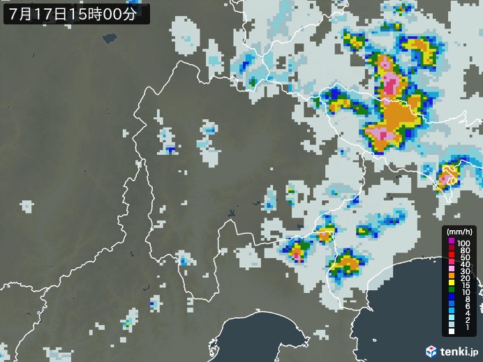 山梨県の過去の雨雲レーダー(2026年07月17日) – 日本気象協会 tenki.jp 山梨県の雨雲レーダー(2026年07月17日)