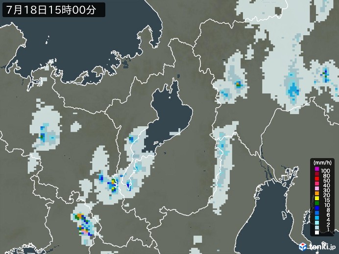 滋賀県の過去の雨雲レーダー(2026年07月18日) – 日本気象協会 tenki.jp 滋賀県の雨雲レーダー(2026年07月18日)