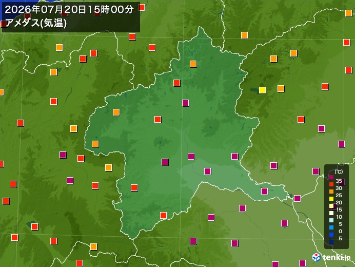 群馬県の過去のアメダス実況(2026年07月20日)(気温) – 日本気象協会 tenki.jp 群馬県の過去のアメダス実況(2026年07月20日)(気温) - 日本気象協会 tenki.jp