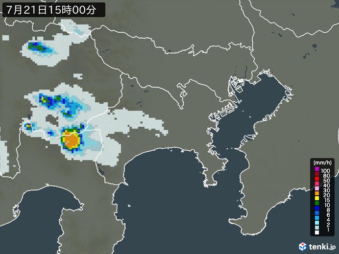 神奈川県の過去の雨雲レーダー(2026年07月21日) – 日本気象協会 tenki.jp 神奈川県の雨雲レーダー(2026年07月21日)