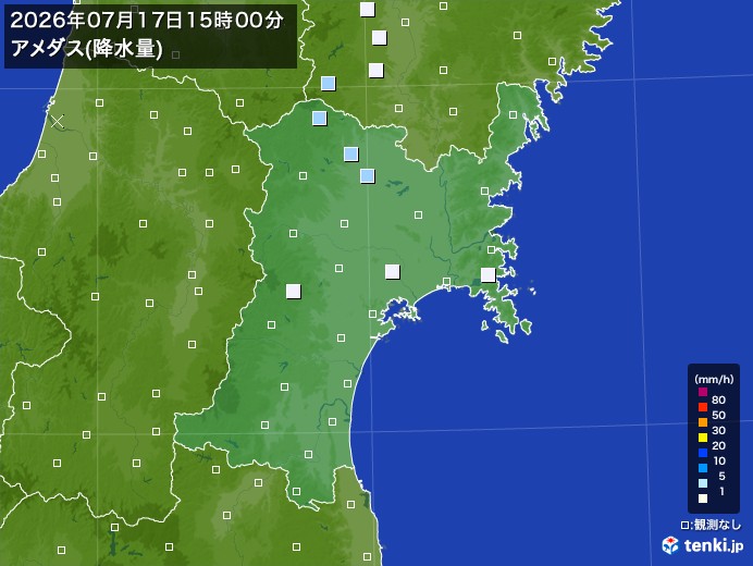 宮城県の過去のアメダス実況(2026年07月17日)(降水量) - 日本気象協会 tenki.jp