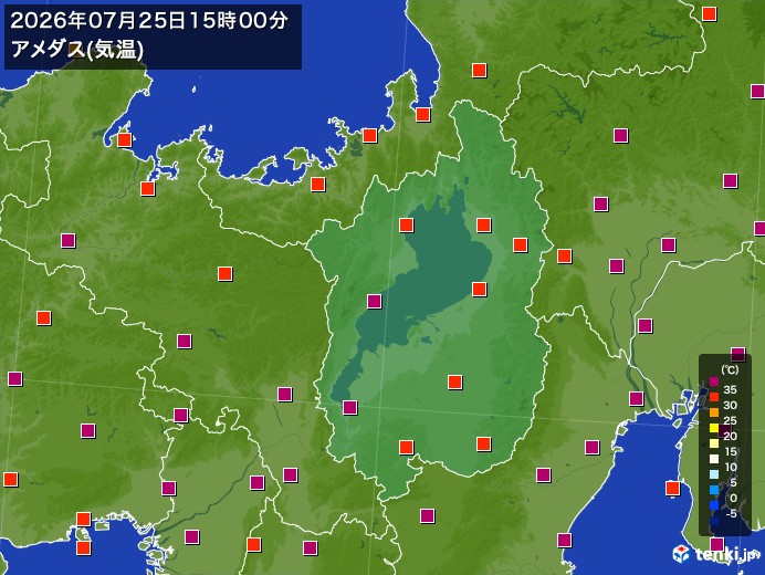 滋賀県の過去のアメダス実況(2026年07月25日)(気温) – 日本気象協会 tenki.jp 滋賀県の過去のアメダス実況(2026年07月25日)(気温) - 日本気象協会 tenki.jp