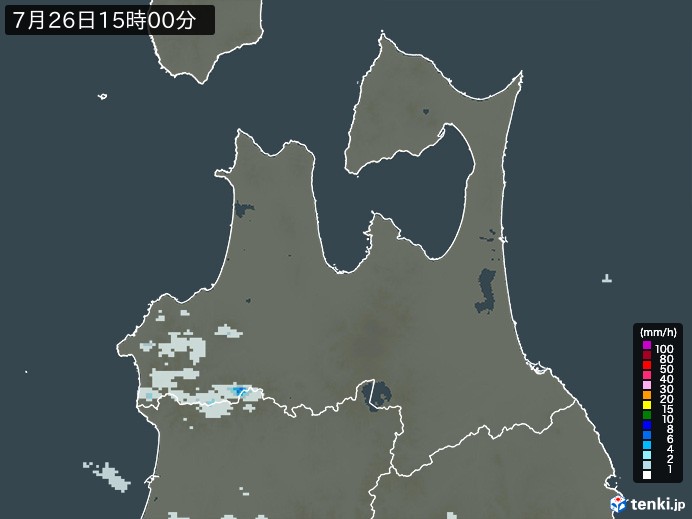 青森県の雨雲レーダー(2026年07月26日)