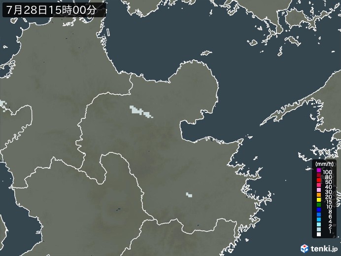 大分県の雨雲レーダー(2026年07月28日)