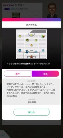 監督ギラルドのフォーメーションコンボ詳細