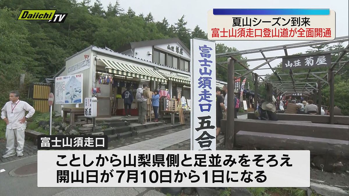 富士山の静岡県側にある須走口で1日山開きを迎える(静岡県)