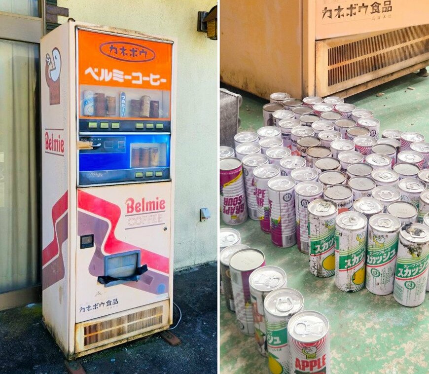 レトロ感のある自動販売機の中身は？
