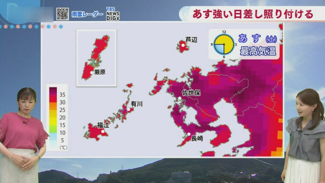 長崎週末は危険な暑さ 佐世保38℃予想、熱中症に厳重警戒を