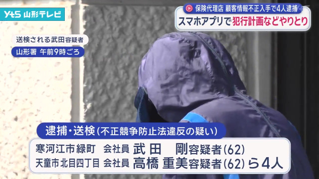 スマホのメッセージアプリで犯行計画などをやりとりか 顧客情報不正入手の疑い 4人を送検(山形県)