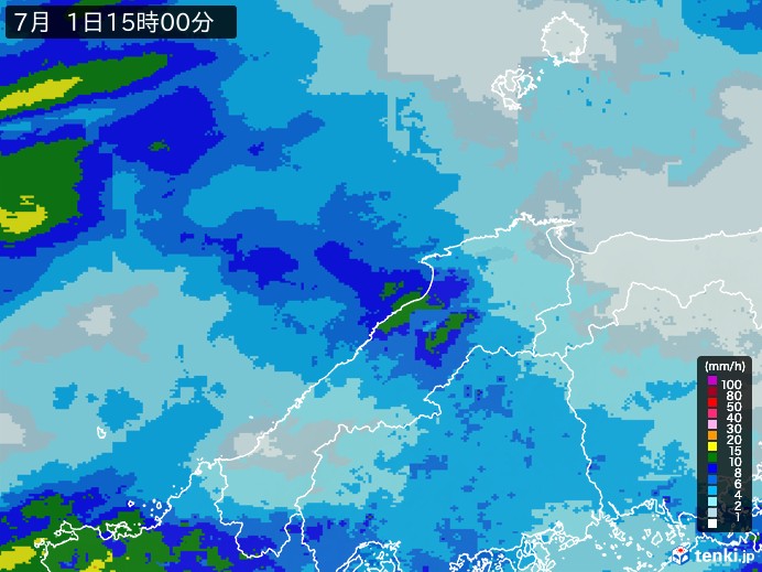 島根県の過去の雨雲レーダー(2026年07月01日) – 日本気象協会 tenki.jp 島根県の雨雲レーダー(2026年07月01日)