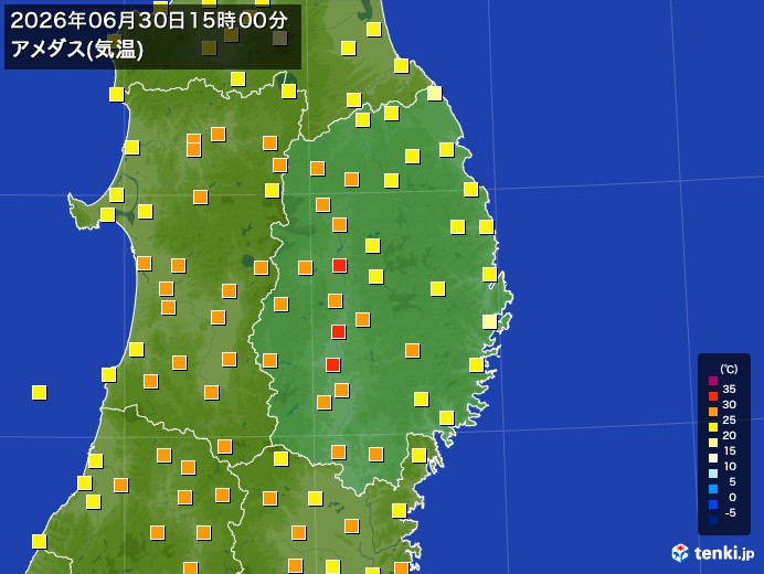 岩手県の過去のアメダス実況(2026年06月30日)(気温) – 日本気象協会 tenki.jp 岩手県の過去のアメダス実況(2026年06月30日)(気温) - 日本気象協会 tenki.jp