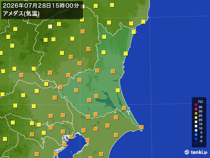 茨城県の過去のアメダス実況(2026年07月28日)(気温) – 日本気象協会 tenki.jp 茨城県の過去のアメダス実況(2026年07月28日)(気温) - 日本気象協会 tenki.jp