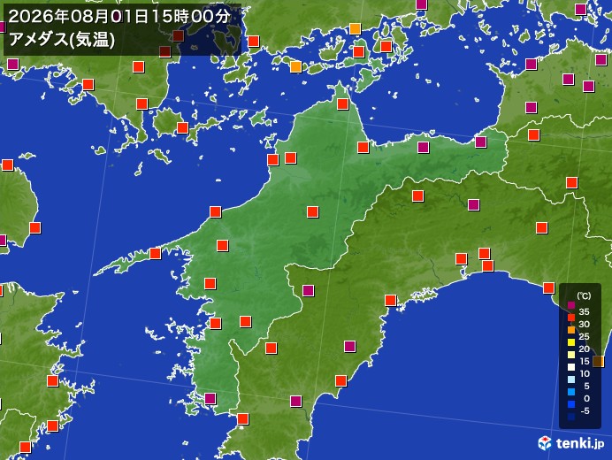 愛媛県の過去のアメダス実況(2026年08月01日)(気温) – 日本気象協会 tenki.jp 愛媛県の過去のアメダス実況(2026年08月01日)(気温) - 日本気象協会 tenki.jp