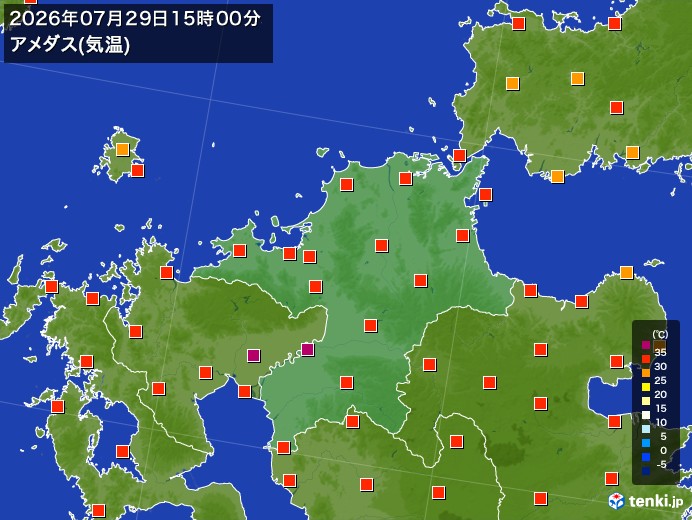 福岡県の過去のアメダス実況(2026年07月29日)(気温) – 日本気象協会 tenki.jp 福岡県の過去のアメダス実況(2026年07月29日)(気温) - 日本気象協会 tenki.jp