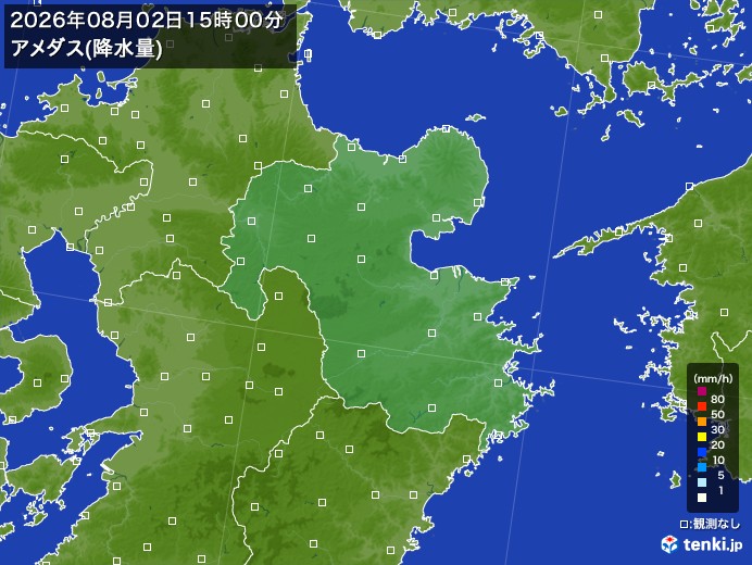 大分県の過去のアメダス実況(2026年08月02日)(降水量) – 日本気象協会 tenki.jp 大分県の過去のアメダス実況(2026年08月02日)(降水量) - 日本気象協会 tenki.jp