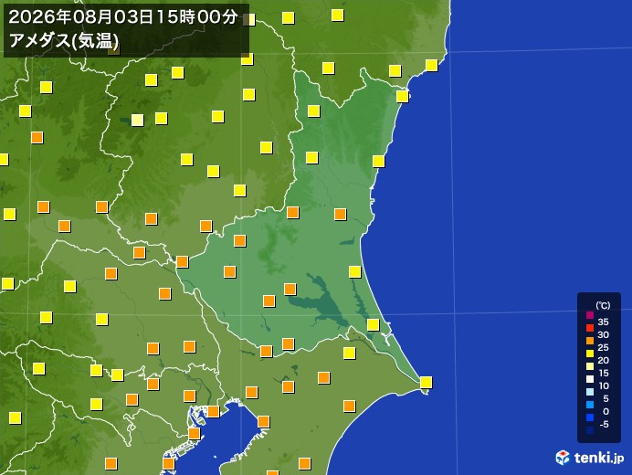 茨城県の過去のアメダス実況(2026年08月03日)(気温) – 日本気象協会 tenki.jp 茨城県の過去のアメダス実況(2026年08月03日)(気温) - 日本気象協会 tenki.jp