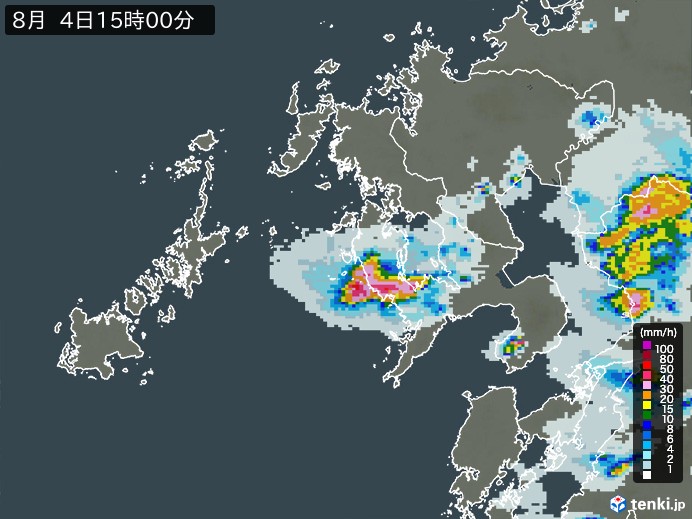 長崎県の過去の雨雲レーダー(2026年08月04日) – 日本気象協会 tenki.jp 長崎県の雨雲レーダー(2026年08月04日)