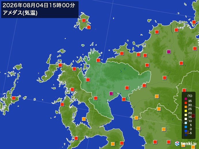佐賀県の過去のアメダス実況(2026年08月04日)(気温) – 日本気象協会 tenki.jp 佐賀県の過去のアメダス実況(2026年08月04日)(気温) - 日本気象協会 tenki.jp