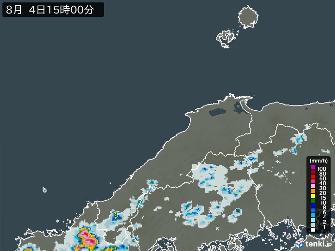 島根県の過去の雨雲レーダー(2026年08月04日) – 日本気象協会 tenki.jp 島根県の雨雲レーダー(2026年08月04日)