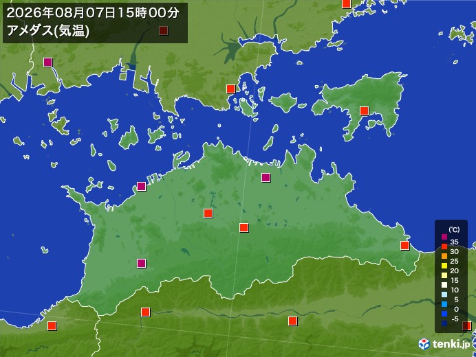 香川県の過去のアメダス実況(2026年08月07日)(気温) – 日本気象協会 tenki.jp 香川県の過去のアメダス実況(2026年08月07日)(気温) - 日本気象協会 tenki.jp