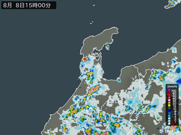 石川県の過去の雨雲レーダー(2026年08月08日) – 日本気象協会 tenki.jp 石川県の雨雲レーダー(2026年08月08日)