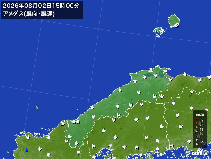 島根県の過去のアメダス実況(2026年08月02日)(風向・風速) - 日本気象協会 tenki.jp