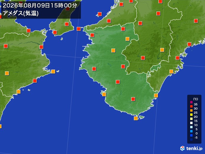 和歌山県の過去のアメダス実況(2026年08月09日)(気温) – 日本気象協会 tenki.jp 和歌山県の過去のアメダス実況(2026年08月09日)(気温) - 日本気象協会 tenki.jp